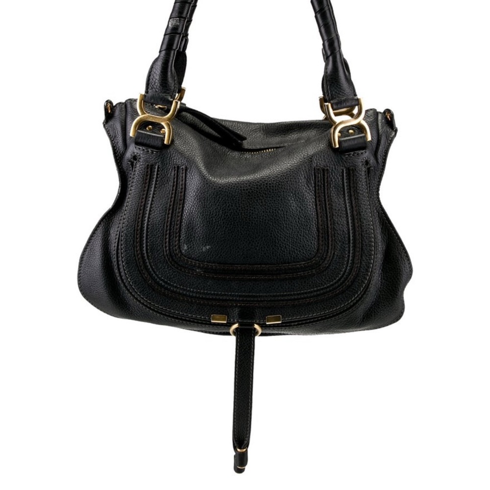 Chloe Black Leather Shoulder Bag with Gold Hardware